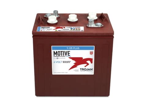 Trojan T105 PLUS 6V 225Ah Deep Cycle Flooded Wet Lead Acid Battery