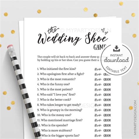 Wedding Shoe Game Questions Printable