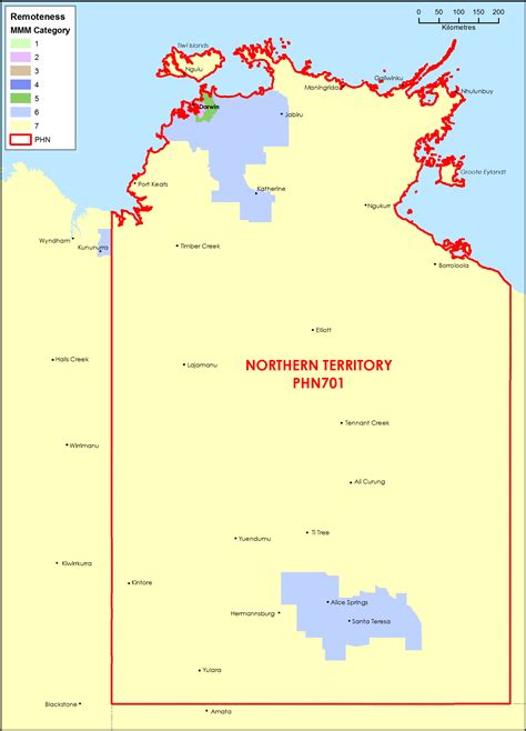 Northern Territory Nt Primary Health Network Phn Map Modified Monash Model Mmm