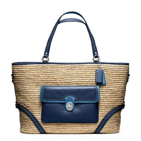 Lyst Coach Straw Pocket Large Tote In Blue