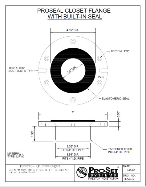 P 34 HX ProSeal Closet Flange With Built In SealProVent Penetration