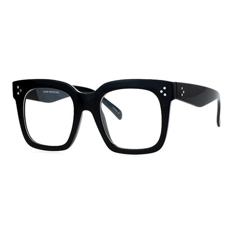 Buy Juicyorange Polycarbonate Oversized Clear Lens Glasses Thick Square Frame Eyeglasses Black