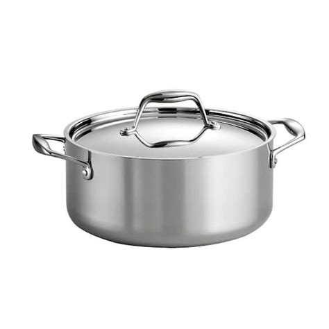 Tramontina Gourmet Tri Ply Clad 5 Qt Round Stainless Steel Dutch Oven With Lid 80116 025ds