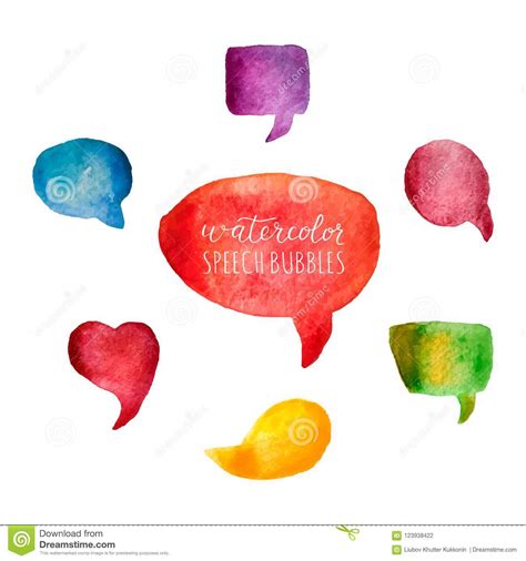 Watercolor Speech Bubbles Set Colorful Watercolor Textures With Brush