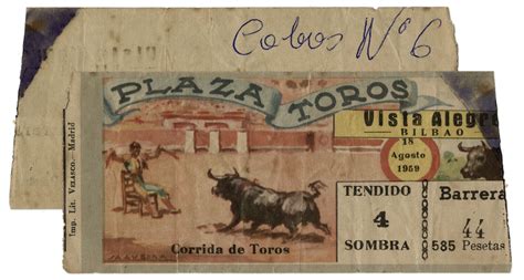 Lot Detail Ernest Hemingway S Own Bullfighting Ticket From August