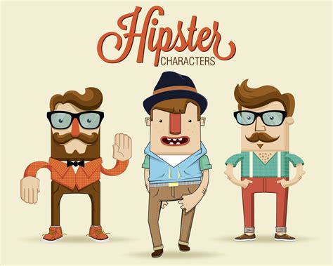 Hipster Character Illustration With Hipster Elements Design De