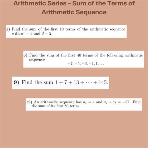 Arithmetic Series Sum Of The Terms Of Arithmetic Sequence