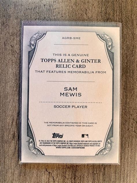 2022 Topps Allen Ginter Sam Mewis Relic AGRB SME United States