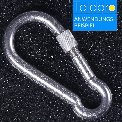 Toldoro 10 Stück Edelstahl Karabiner mit Schraubverschluss 100mm