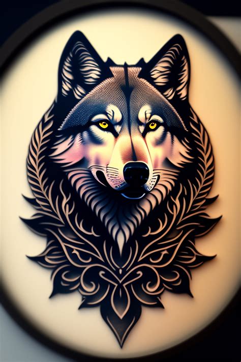 Wolf Face Stencil Tattoo