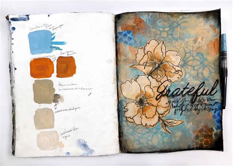 surprising color palette love   mixed media journal page shawn