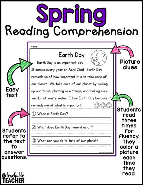 Spring Reading Comprehension A Teachable Teacher