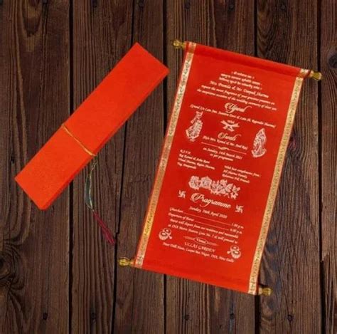 Kl Satin Fabric Scroll Wedding Invitation Card At Rs Piece