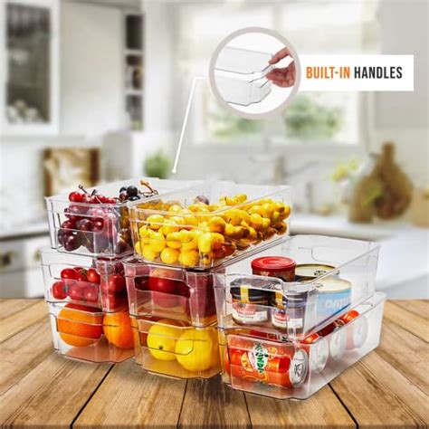 Jinamart Refrigerator Organizer Bins 6 Pcs Multiple Sizes Clear Plastic