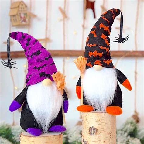 The Holiday Aisle Halloween Gnome Set With Bat And Spider Accents