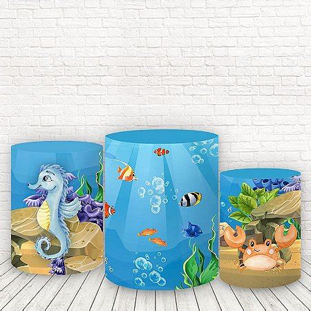 Trio De Capas Cilindros Tecido Sublimado Fundo Do Mar Wcc Wear