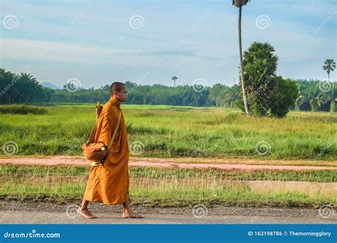 Buddhist Monk Walking On Rural Road Stock Photo Image Of Culture