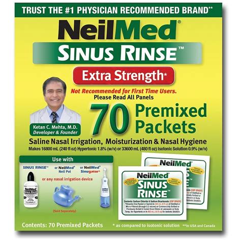 NeilMed Sinus Rinse Extra Strength 70 Premixed Packets