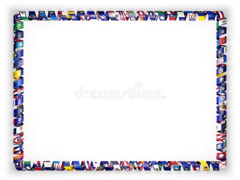 Frame And Border Of Ribbon With Flags Of All Countries Of The European