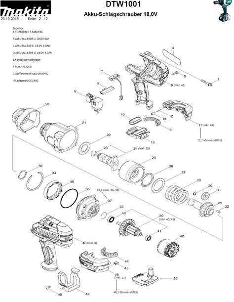 Hans Sauer GmbH Ersatzteile Makita DTW1001 Akku Schlagschrauber 18 0V