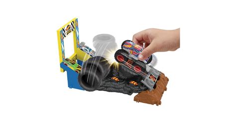 Hot Wheels Monster Trucks Arena World Entry Challenge Race Ace S Tire Smash Race Rennbahn