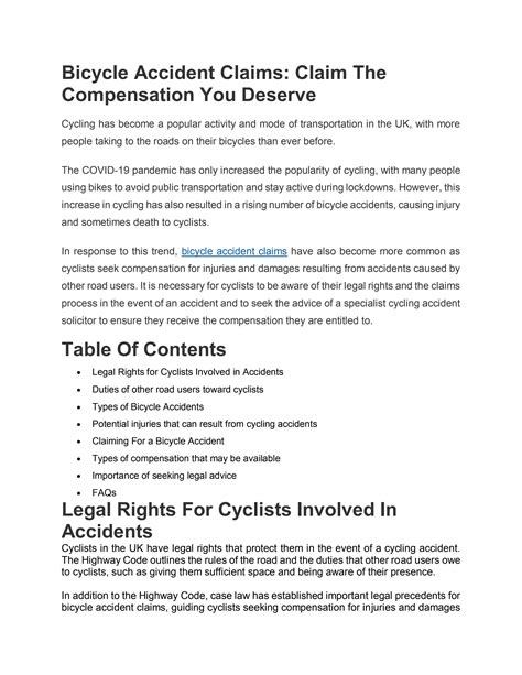 Bicycle Accident Claims Claim The Compensation You Deserve By Roman