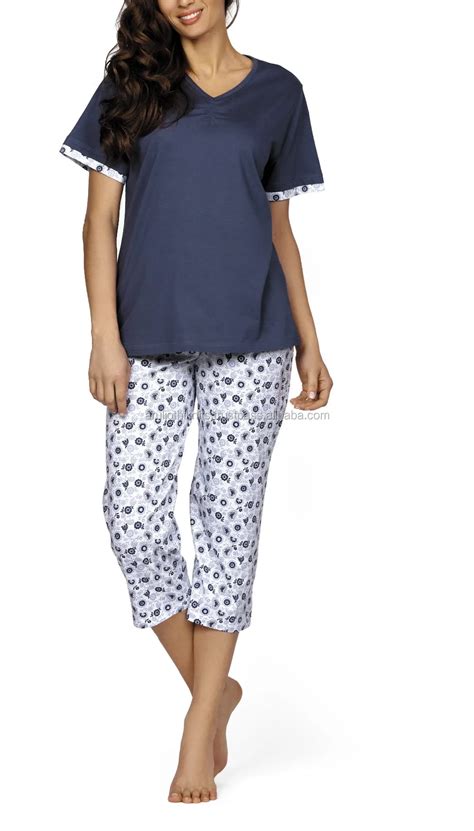 Womens V Neck Top And Capri Pant 2 Pcs Pajama Set Buy Pajama Set