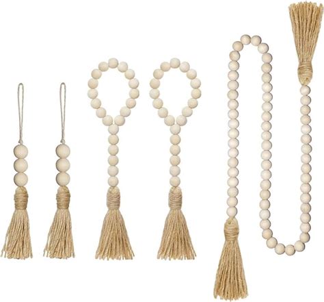 Amazon Packs Wood Bead Garland With Tassels Farmhouse Beads