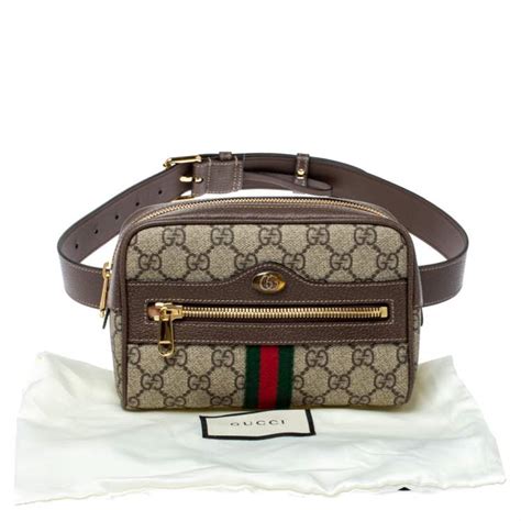 Gucci Beige Ebony GG Supreme Coated Canvas And Leather Ophidia Belt Bag