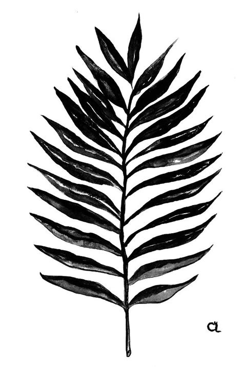 Palm Leaf Black Print Painting By Green Palace Pixels