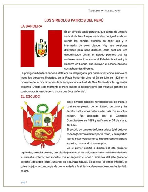 Artículo Sobre Los Símbolos Patrios Del Perú Pdf