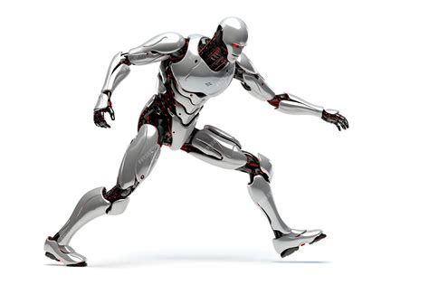 Premium Photo Robot Man Running Isolated On White Background