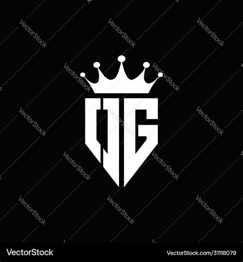 Og Logo Monogram Emblem Style With Crown Shape Vector Image