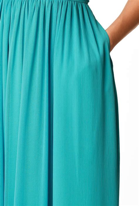 Shop One Shoulder Ruched Chiffon Maxi Dress Eshakti