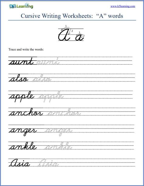 cursive writing worksheets | K5 Learning