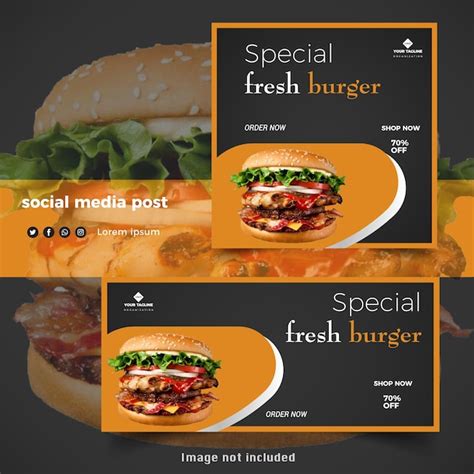 Spezielles Social Media Banner Set Für Burger Und Fast Food Menü