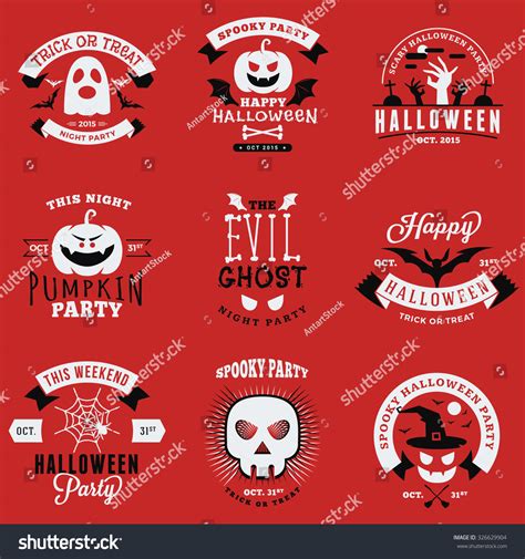 Set Retro Vintage Happy Halloween Badges Stock Vector Royalty Free