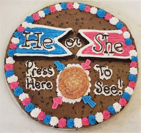 Gender Reveal Cookie Cake Gender Reveal Cookies Cookie Cake Chocolate Chip Cookie Cake