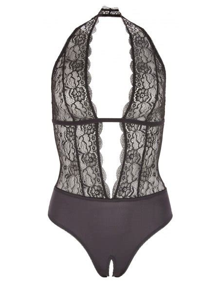 Body en dentelle noire ouvert à l entrejambe Cottelli Lingerie