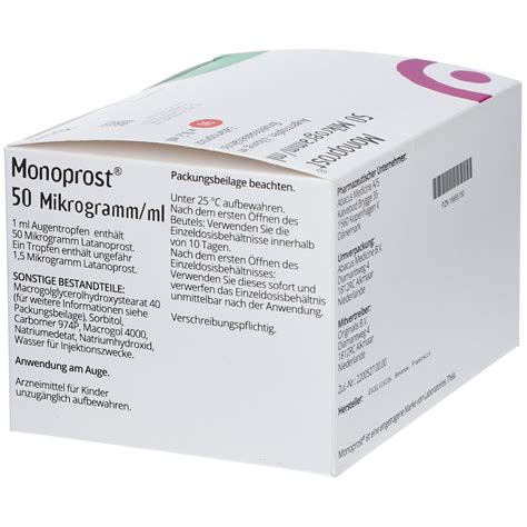 MONOPROST 50 Mikrogramm Ml Augentr In Einzeldosen 90x0 2 Ml Mit Dem E