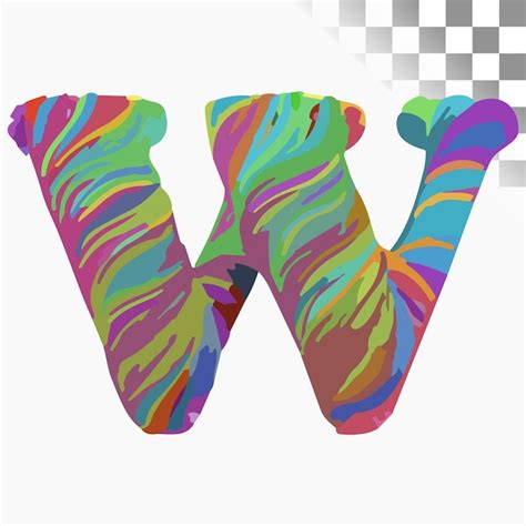 W diseño de letras elegante fuente arco iris piel alfabeto Vector Premium