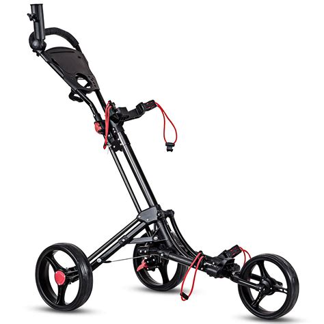 Costway Foldable 3 Wheel Steel Golf Pull Push Cart Trolley Club w ...