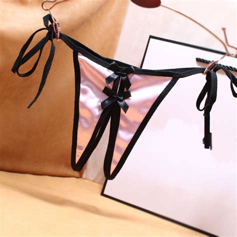 Sexy Women S Satin Crotchless Thong G String Panties Lingerie Underwear