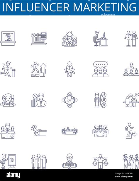 Influencer Marketing Line Icons Signs Set Design Collection Of