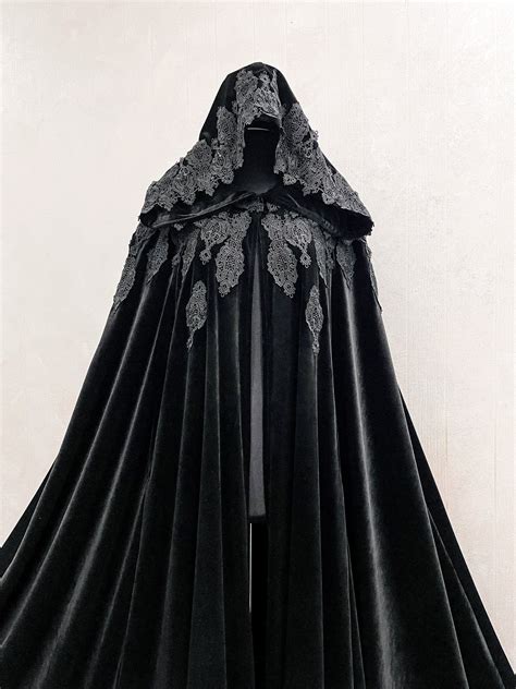 Black Cape Halloween Velvet Cloak Theater Cloak Hooded Cloak Etsy