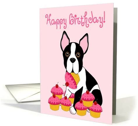 Happy Birthday Boston Terrier Card Animal Birthday Birthday Cards