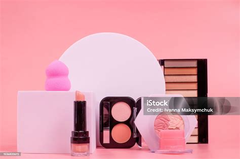 Beauty Background With Facial Cosmetic Products With Empty Copy Space Makeup Skin Care Concept