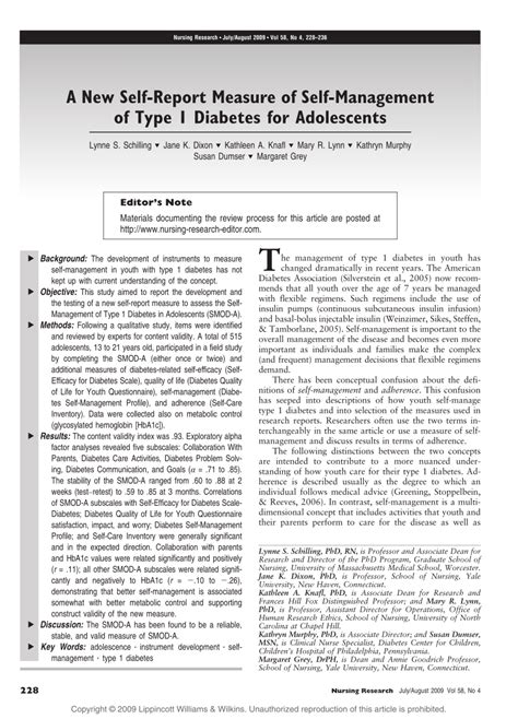 Pdf A New Self Report Measure Of Self Management Of Type 1 Diabetes For Adolescents