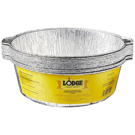 Lodge 12 Inch Aluminum Foil Dutch Oven Liners 12 Pack Silver