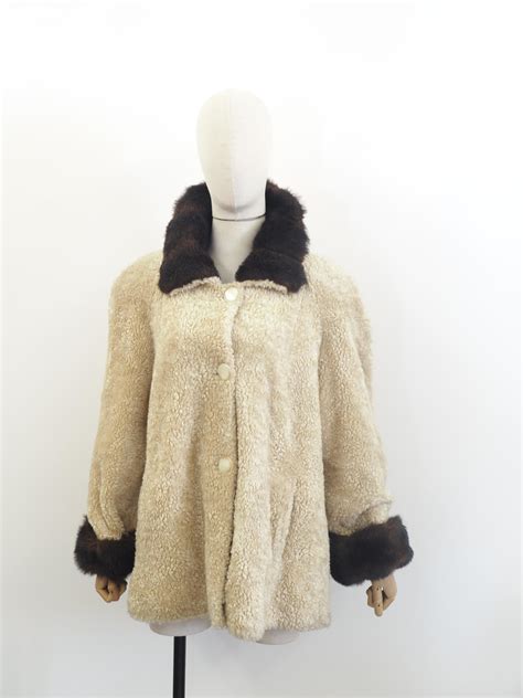 Oleg Cassini Beige Black Jacket Coat For Sale At 1stdibs